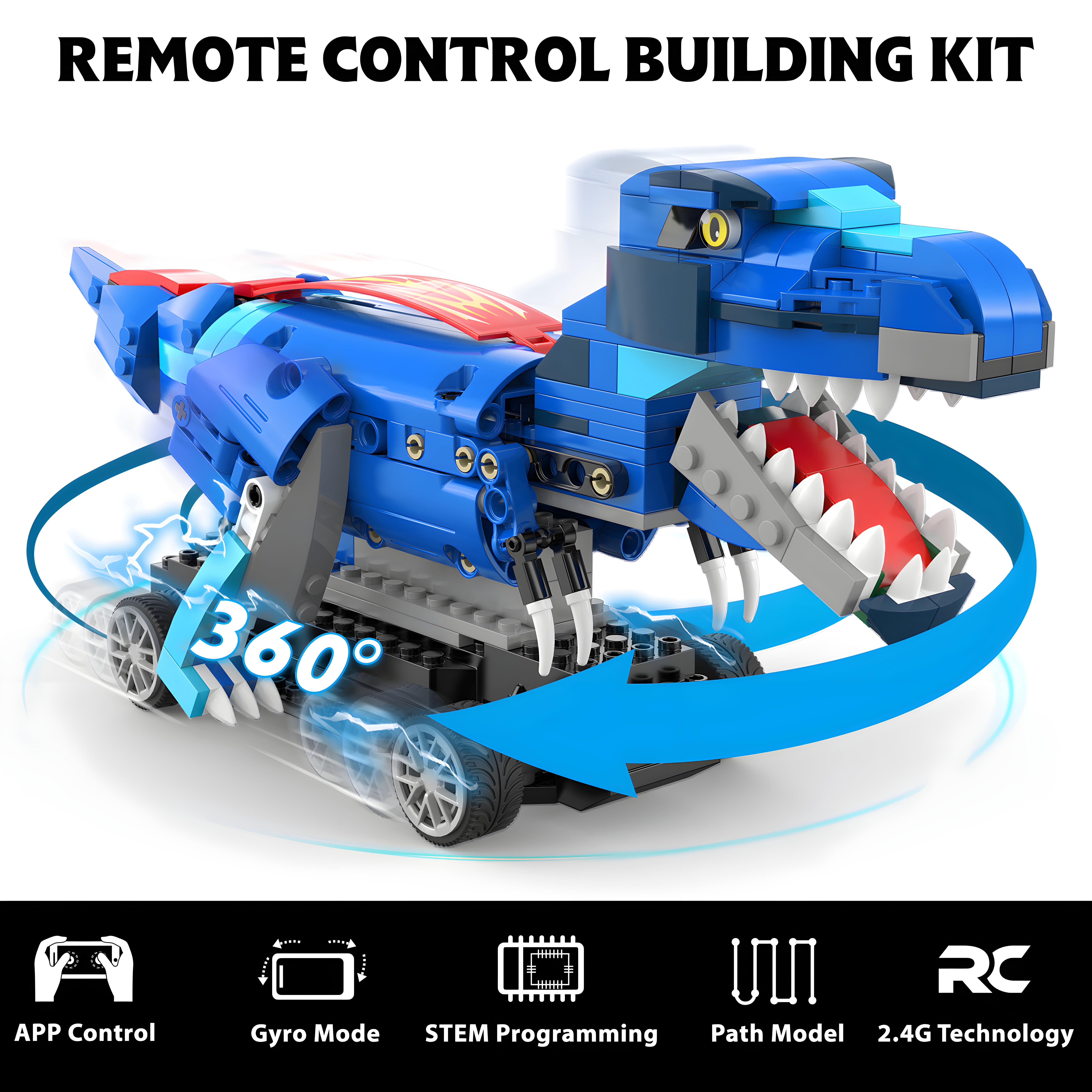 Yerloa Dinosaur Toys for Boys Age 8-12, 343 Pcs Dino Building Kit with Remote Control, STEM Projects Building Blocks Sets, Jurassic Building Kits for Kids 6 7 8 9 10 11 12 + Year Old, Birthday Gifts