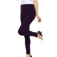 thumbnail image 3 of Sakkas Basics Solid Color Leggings - Eggplant - One Size, 3 of 4