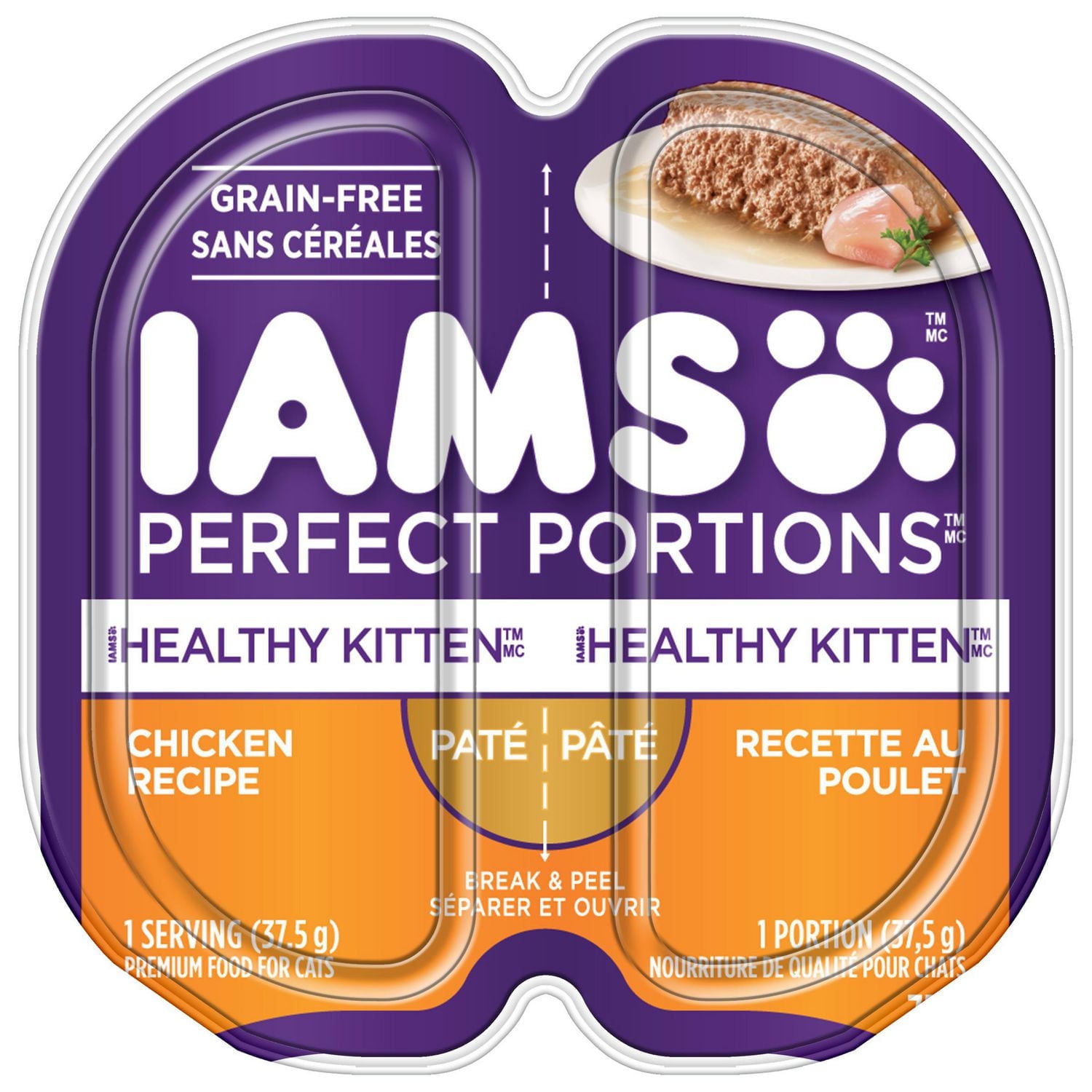 Iams Perfect Portions Grain Free Chicken Paté Healthy Kitten Wet Cat Food, 75g