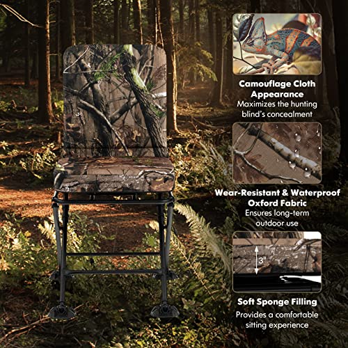 LDAILY Hunting Chair, 360° Swivel Silent Hunting Chair W/Padded Cushion