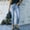 Dark Blue, variant on Idoravan Women's Plus Size Pants Fashion Women Pockets Button Mid Waist Skinny Ripped Jeans Trousers Hole Denim Pants