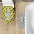 thumbnail image 4 of ZIATUBLE Sunflower Toilet Lid Seat Cover Wood Stripes Toilet Seat Covers with Elastic Edge Toilet Lid Cover Round Toilet Protector Cover Decorative Toilet Seat Covers Lids Home Decor, 4 of 6