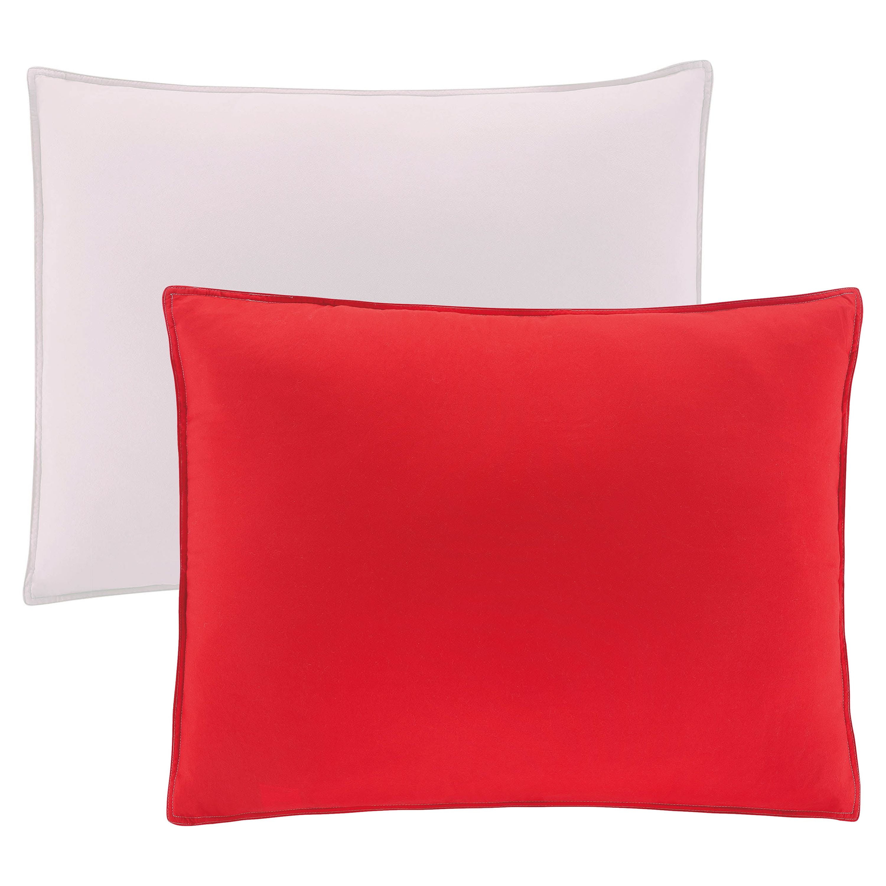 Red 3-Piece Reversible Comforter Set, Recycled Microfiber Bedding, Full/Queen, by Utica
