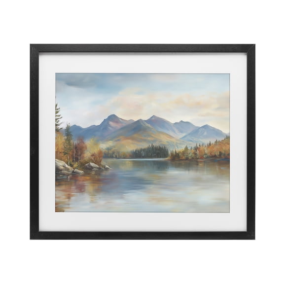 Stupell Industries Traditional Rustic Lake Landscape in Fall Black Framed Print Under Glass, 16 x 13, by LSR Design Studio