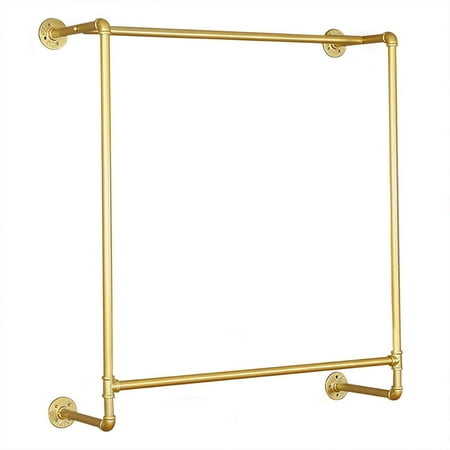 MONIPA Gold Wall Mounted Metal Industrial Pipe Hanging Rods Garment Rack Retail Display Rack