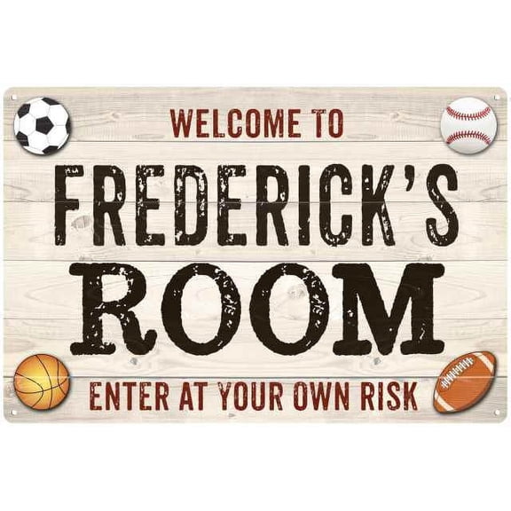 FREDERICK'S Room Kids Bedroom Sign Boy's 8x12 Metal 208120090451