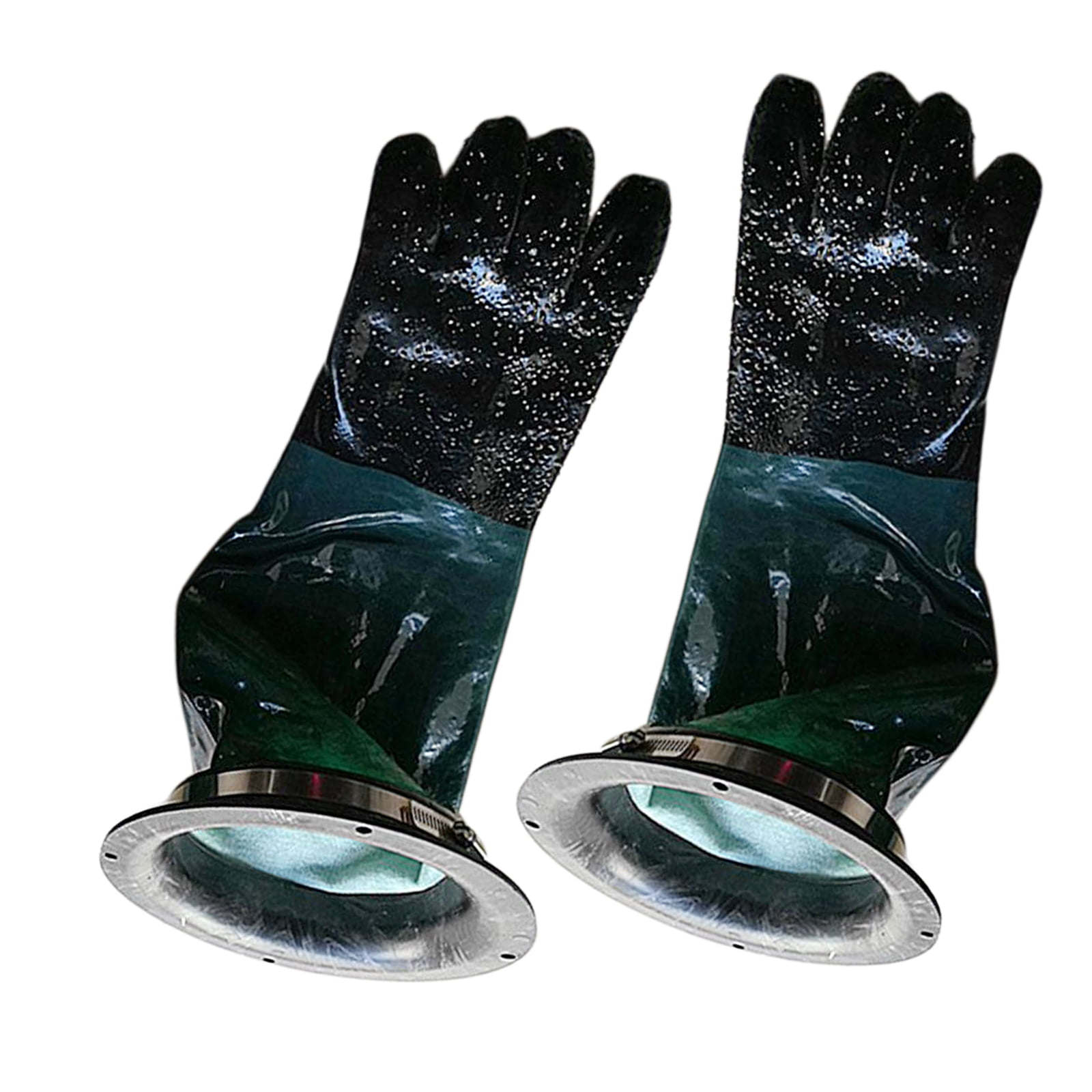 Pair Heavy Duty Rubber Sand Blasting Gloves Cabinet Parts Safety Gloves 