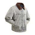 thumbnail image 4 of EANJE Men's Vintage Washed Trucker Jacket Casual Contrast Corduroy Collar Button Down Work Jacket with Pockets for Street Daily Outfit Dark Green L, 4 of 6