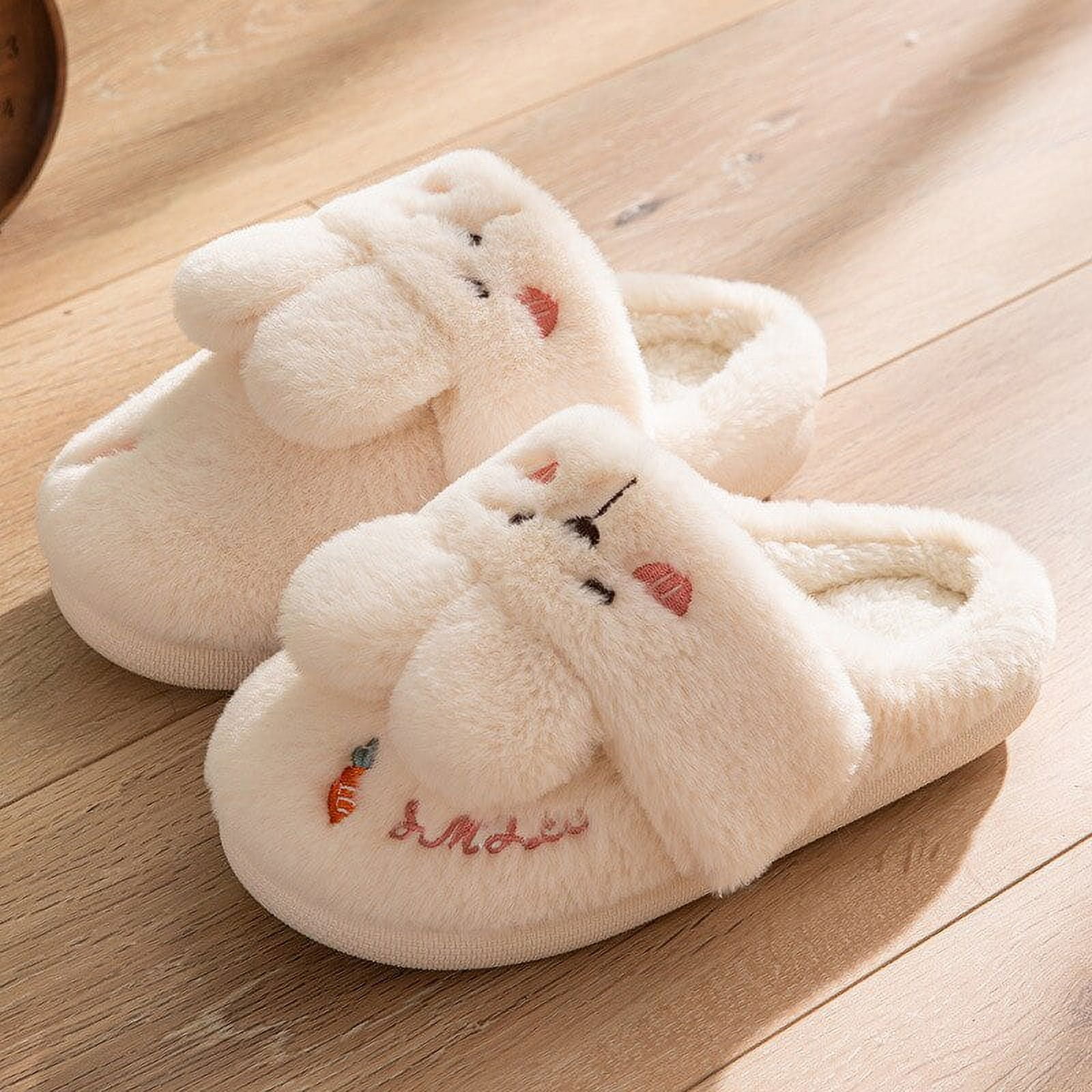 Cocopeaunt Winter Indoor Women Slippers House Plush Soft Cute Slippers Non-Slip Floor Mens Home Shoes Women Slides for Bedroom, Adult Unisex, Size: 38