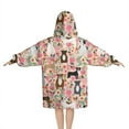 thumbnail image 2 of Boston Terrier Dogs with Pioneer Flower Blanket Hoodies for Kids 6-13YR Oversize Wearable Blanket Hoodies for Boys Girls Teens, 2 of 7