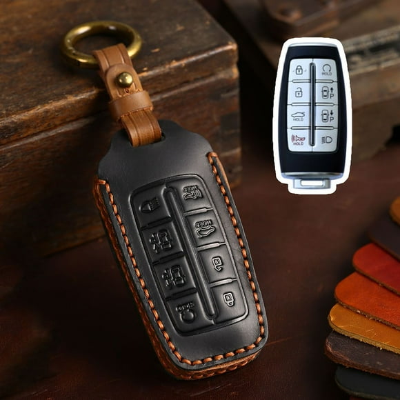Lefu Leather Car Key Fob Cover Case Bag For Hyundai For Genesis G80 gv80 G70 2022