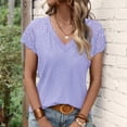 thumbnail image 6 of Timegard Womens Tops Eyelet Lace Cap Sleeve V Neck Comfy Tee Shirts Casual Tunic Tops Summer Fashion, 6 of 6