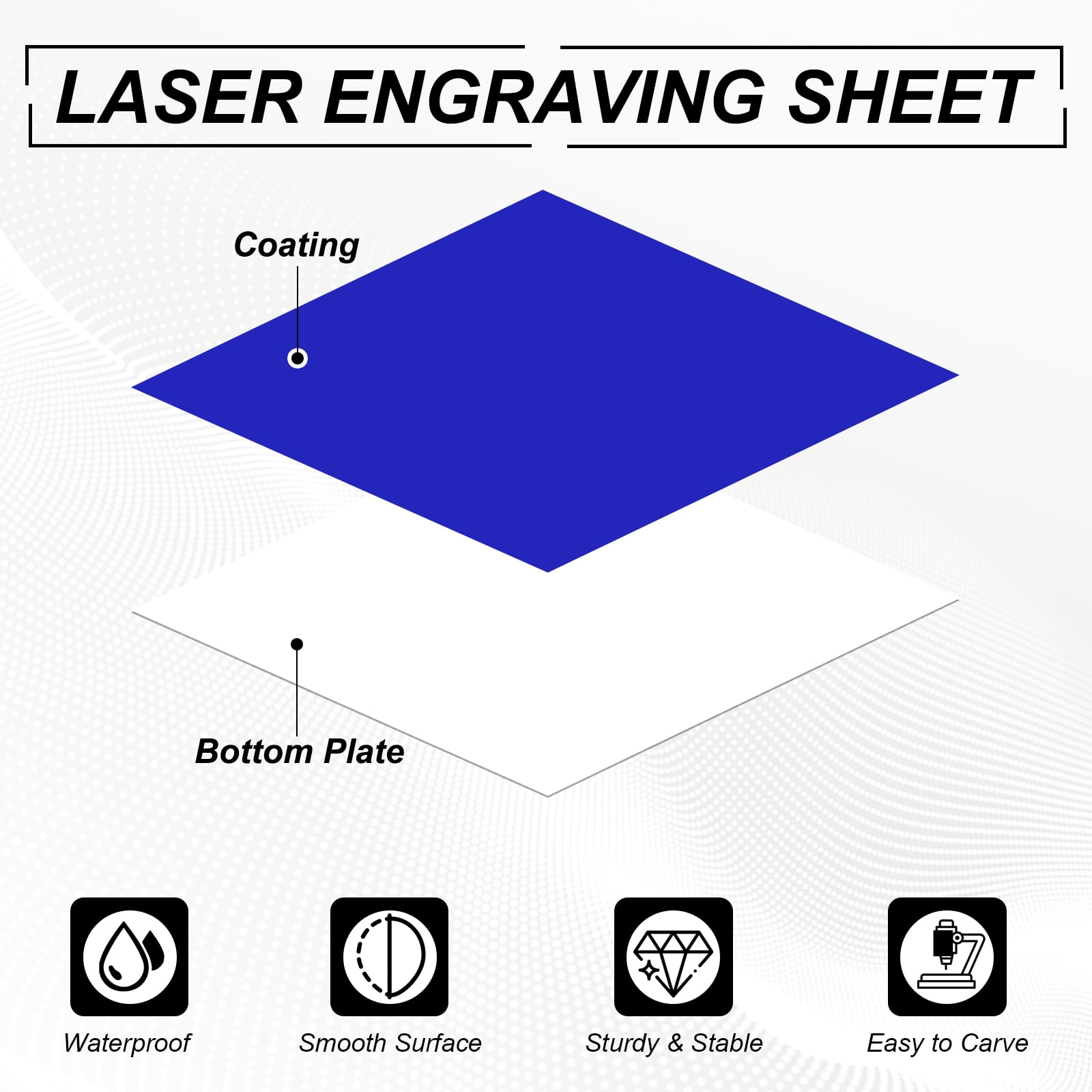 Uxcell 2Pcs Laser Engraving Sheet, 11.8x11.8" Double Color ABS Plastic Engraved Sheet Material for Plate Custom Craft Name Sign Badge Office Label DIY, Blue/White