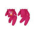 thumbnail image 3 of Toddler Baby Girls Fall Outfits 0 6 12 18 24 Months 2T 3T Letter Embroidery Ruffles Long Sleeve Sweatshirt and Elastic Pants Set Baby 2 Piece Clothes, 3 of 9