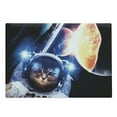 thumbnail image 1 of Space Cat Cutting Board, Kitten in Suit Planets Nebula Supernova Eclipse Art Cosmos, Decorative Tempered Glass Cutting and Serving Board, Large Size, Dark Blue Orange, by Ambesonne, 1 of 1