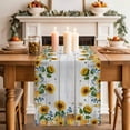 thumbnail image 2 of Table Runner 72 Inches Long for Kitchen Dining, Sunflowers Dresser Scarf Farmhouse, Dining Table Decorations for Wedding/Parties, Floral Green Leaves Bees Watercolor Wooden 16 x 72 In, 2 of 8
