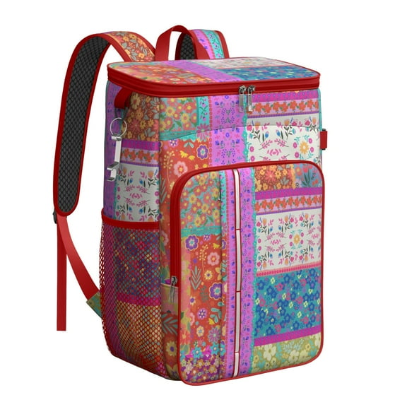 Boho Chic Cooler Backpack - 20L Insulated Leakproof Bag, Vintage Fashion for Beach & Travel