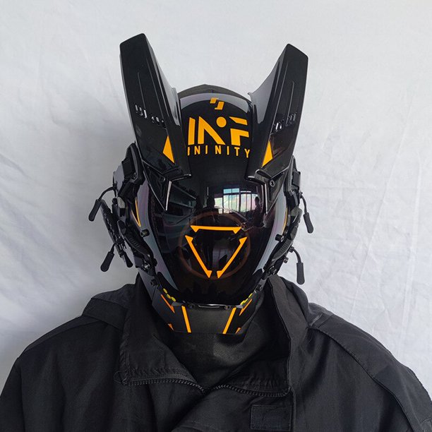 Shinobi Samurai Dreadlock Cyberpunk casco juguete Cosplay Shinobi fuerzas especiales Samurai trenzas triángulo proyecto El con luz Led Gao Jinjia LED