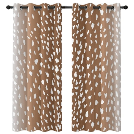 Art Brown Blackout Curtains 84 Inches Long Vintage White Polka Dots Brown Ombre Farmhouse Country Thermal Insulated Room Darkening Drapes with Grommets for Living Room 42 W x 84 L 2 Panels