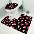 thumbnail image 2 of Red Mushroom Dot Black Pattern Bathroom Rugs Sets 3 Piece,Toilet Cover Set,Absorbent Non Slip Bathroom Mats Sets with U-Shaped Contour Rug Toilet Rug Set, 2 of 5