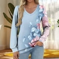 thumbnail image 1 of Heisall Women's Tops Spring Autumn 2025 New Arrival Long Sleeve V-Neck Loose Casual T-shirts with All-over Print Fashion, 1 of 5