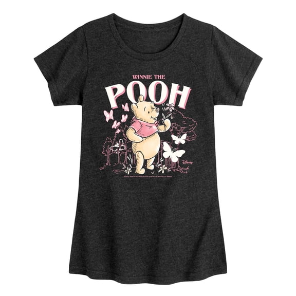Winnie the Pooh - Pink Butterflies - Youth Girls Fitted Short Sleeve T-Shirt