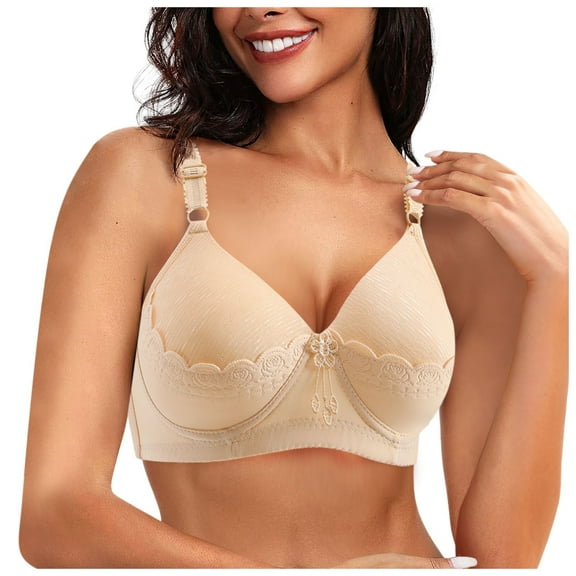 Women Thin Cup Middle-Elderly Comfort Bra - Underwire-Free, Soft Nylon Blend, Under Bust 62-84cm, Sizes 36-42
