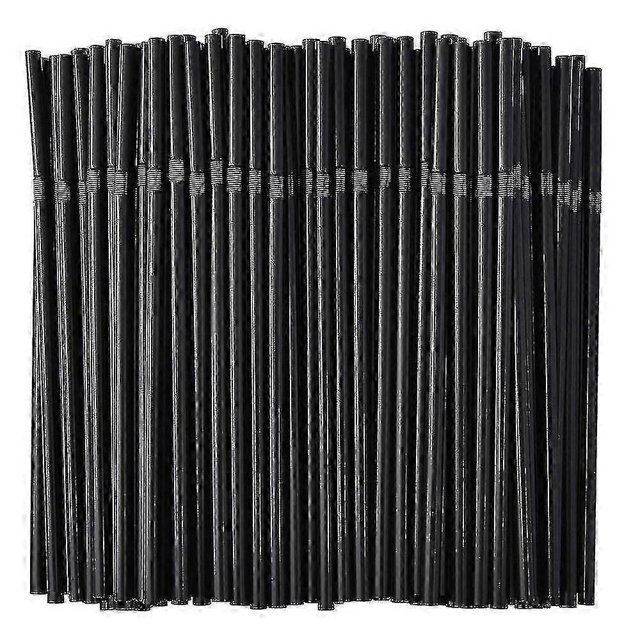 500/200/100pcs Flexible Bendy Black Drinking Straws Plastic Disposable Straws-in Stock