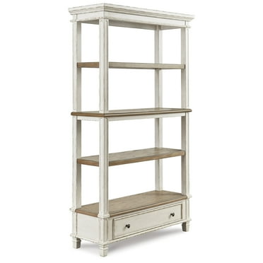 Signature Design by Ashley Realyn 75" Farmhouse Bookcase with Drawer - Chipped White & Brown