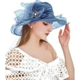thumbnail image 2 of Women Derby Fascinator Hat Organza Church Wedding Hat Wide Brim Cocktail Tea Party Hat, 2 of 3