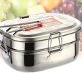 thumbnail image 3 of Trayknick 2 Layer Student Stainless Steel Thermal Lunch Box Food Storage Container Case, 3 of 12