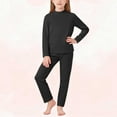 thumbnail image 2 of LEKWK 2-Piece Thermal Underwear Set for Little Girls Mock Neck Long Sleeve Top Leggings Winter Base Layer Warm Fleece Lined Sleepwear Snug Fit, 2 of 7