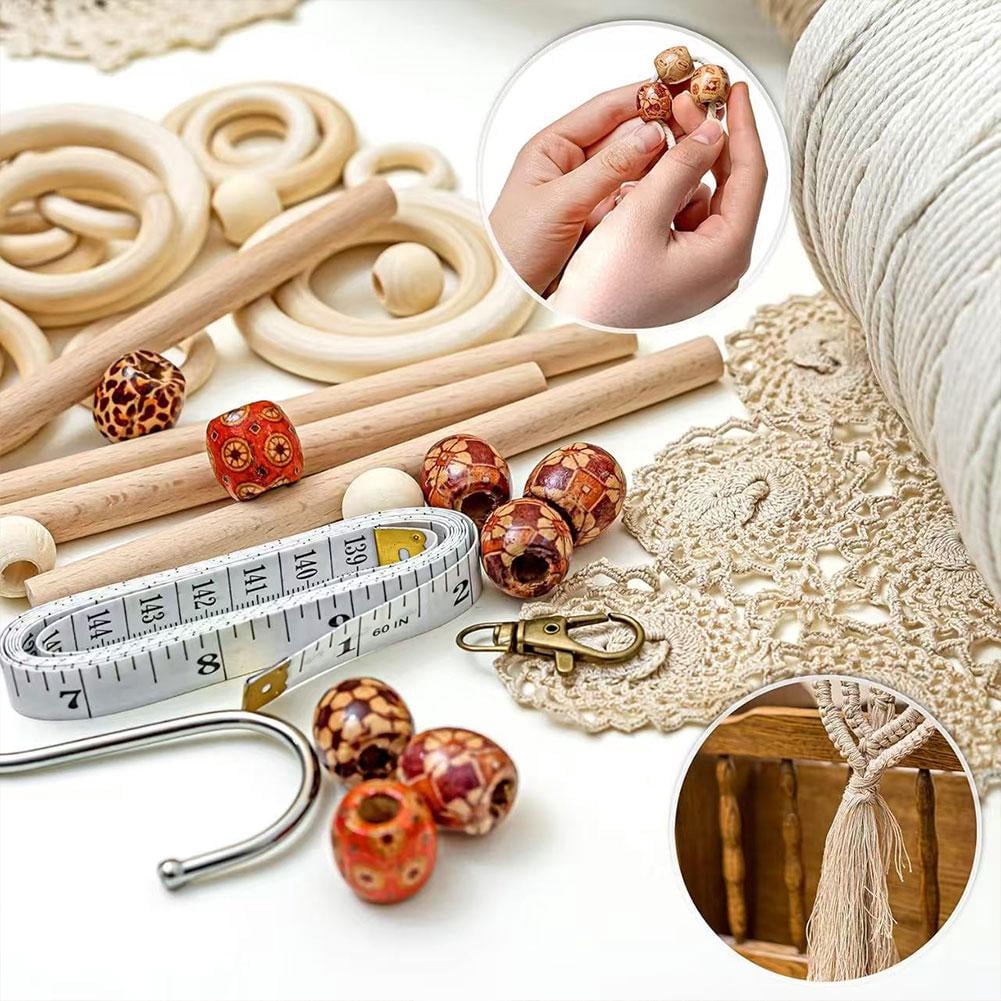 Macrame Wall Hanging Kit, 225Yds Cotton Rope & Beads DIY Set For Beginners, Bohemian Tapestry Craft Supplies With Tools