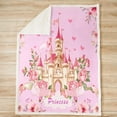 thumbnail image 3 of Princess Fleece Blanket,Romantic Fairy Tale Dreamy Castle Girls Plush Blanket for Kids Teens,Lovely Room Decor,Pink Roses Flowers Romantic Hearts Flannel Blanket,Twin 60"x80", 3 of 6