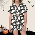 thumbnail image 2 of MEZZALL Girls Halloween Print Pajamas Sets Short Sleeve Lapel Button Down Tops & Shorts Soft Comfy Sleepwear For Kids Party Cute Night Comfort Nightwear, 2 of 4