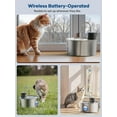 thumbnail image 3 of FWMB Wireless Cat Water Fountain Stainless Steel, 108oz/3.2L Pet Fountain, Battery Operated Cat Fountain, Automatic Water Dispenser for Cats and Dogs, 3 of 10