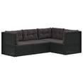 thumbnail image 6 of vidaXL 4 Piece Patio Lounge Set with Cushions Black Poly Rattan, 6 of 7