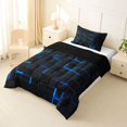 thumbnail image 2 of Manfei Neon Futuristic Cubes Twin Comforter Sets, Geometric Theme Bedding Set, Blue Black, Black Reversible 2pcs, 1 Comforter and 1 Pillowcase, 2 of 6