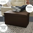 thumbnail image 4 of Simplify Faux Leather Double Folding Storage Ottoman in Chocolate, 4 of 9