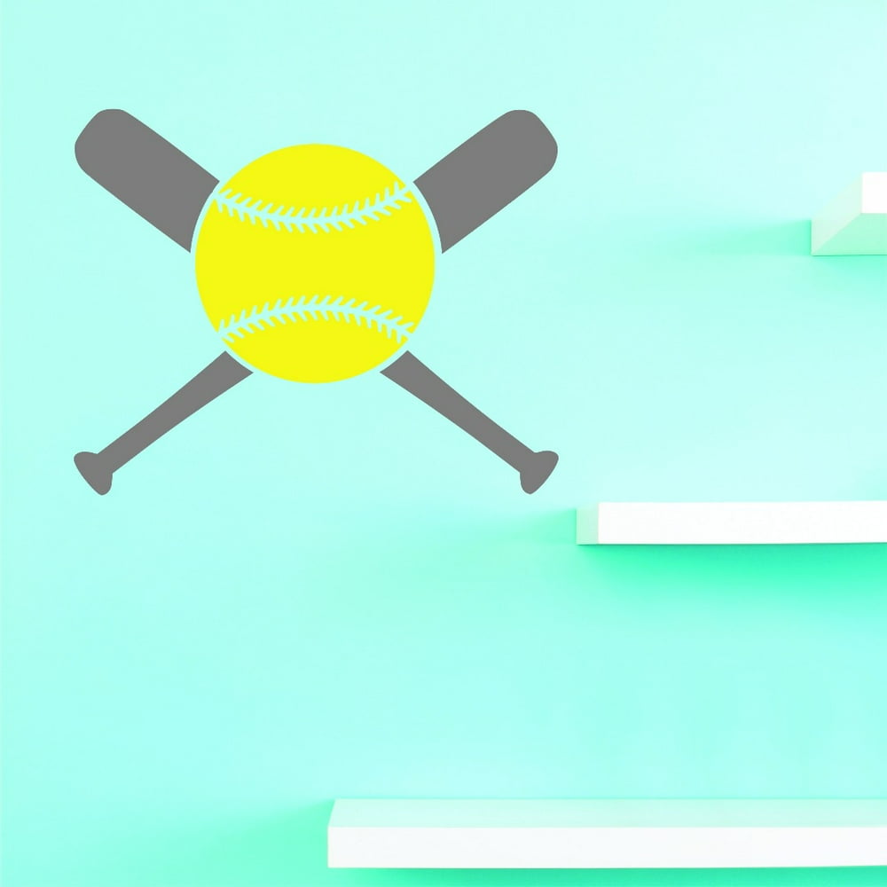 Baseball Softball Bat Design Picture Art Vinyl Wall Decal Sticker 12x12