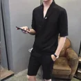 thumbnail image 4 of Ropa de trabajo Camisetas Pantalones cortos Trajes para hombres Ropa de verano gris Novedades Conjuntos para hombre sin logotipo a juego Ajuste regular Tops y camisetas holgados Básicos, 4 of 5