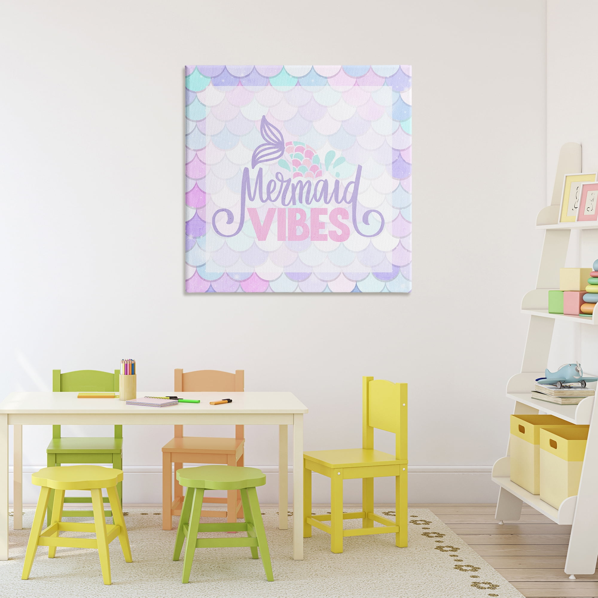 Pastel Mermaid Vibes Canvas Wall Art, design by Kim Allen