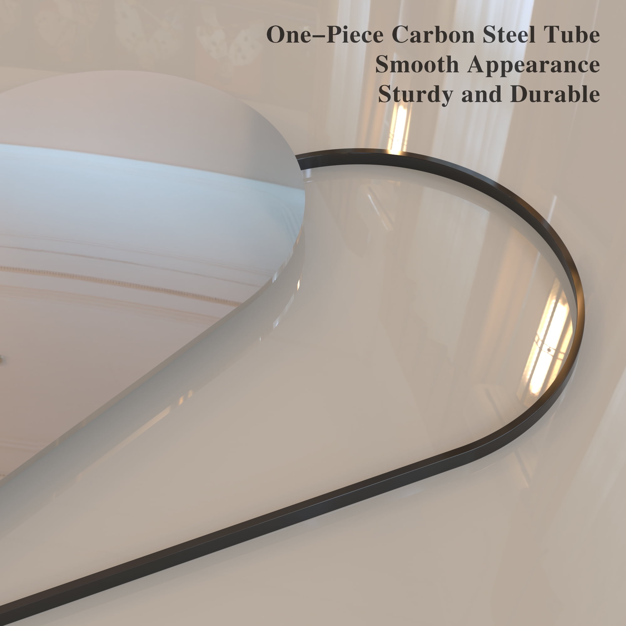 Full Length Floor Mirror with Arch Design and Metal Frame, High Definition Silver Mirror with Shockproof Packaging, Standing Mirror for Bedroom, 71"x32"