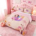 thumbnail image 2 of meiyoeat Watercolor Ombre Monogram J Full Size Comforter Sets,Cute Cartoon Princess Elf Bedding Comforter Set For Girl,Pink Reversible,3-Piece,1 Comforter and 2 Pillowcases, 2 of 7