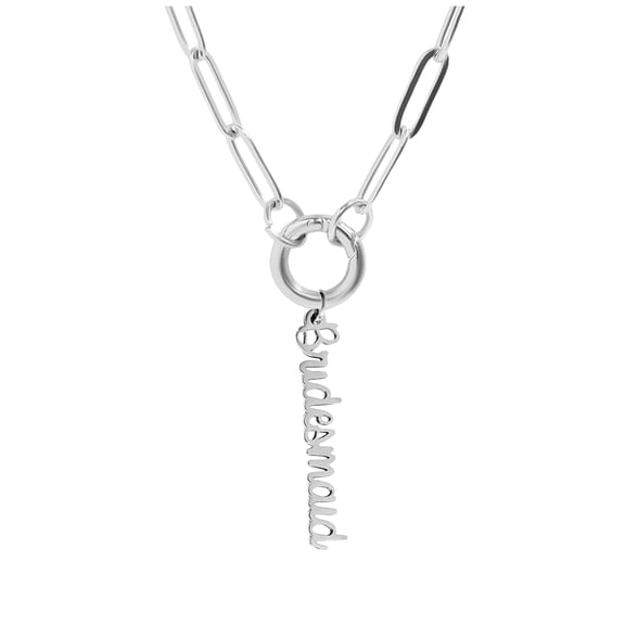 Paperclip Link Carabiner Chain Charm Holder Necklace With Bridesmaid Charm for Women Stainless Steel 18-20" Ginger Lyne