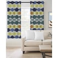 thumbnail image 2 of Navy Blue Green Blackout Curtains for Bedroom Living Room Darkening Curtains 63 Inches Long Abstract Art Geometric Window Curtain 2 Panels Set Insulated Window Treatment Grommet Drapes 42"x63", 2 of 9