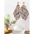 thumbnail image 2 of Easter Eggs Kitchen Dish Towels for Drying Dishes Set of 2, Colorful Eggs Spring Flowers Leaves Farm Navy Blue Waffle Weave Microfiber Hand Tea Bathroom Towels Quick Dry & Absorbent Towel 12x12, 2 of 7