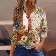 thumbnail image 2 of 4th of July Shirts for Women Plus Size 3/4 Sleeve T-Shirts Casual American Flag Print Pullover Independence Day Patriotic Tops USA 250th Anniversary Celebration Party V Neck Blouses Multicolor S, 2 of 6
