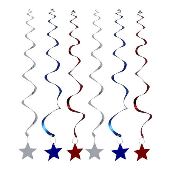 Bamboohart 12pcs Independence Day Hanging Ceiling Decor Streamers Independence Day Patriotic Party Decoration (Red + Silver + Blue)