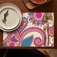 thumbnail image 5 of Stylish Paisley Placemats Set of 4, Flax Linen Table Mats Featuring Colorful Vintage Boho Floral Prints with Elegant Mandala and Geometric Designs, 5 of 6